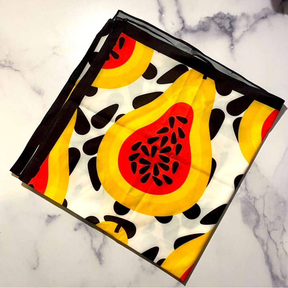 -Square crepe papaya scarf